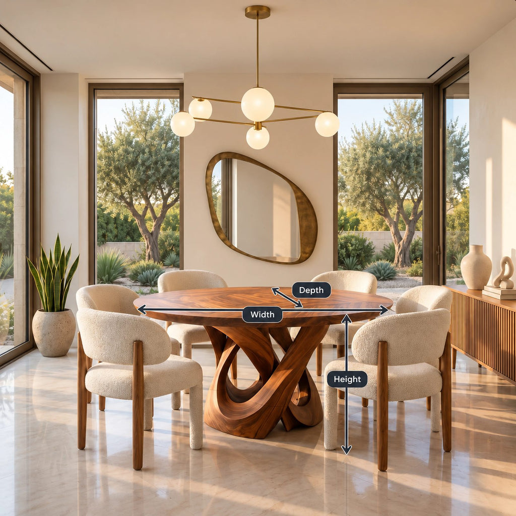 Modern Round Dining Table With Double Spiral Base For Dining Room