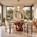 Modern Round Dining Table With Double Spiral Base For Dining Room