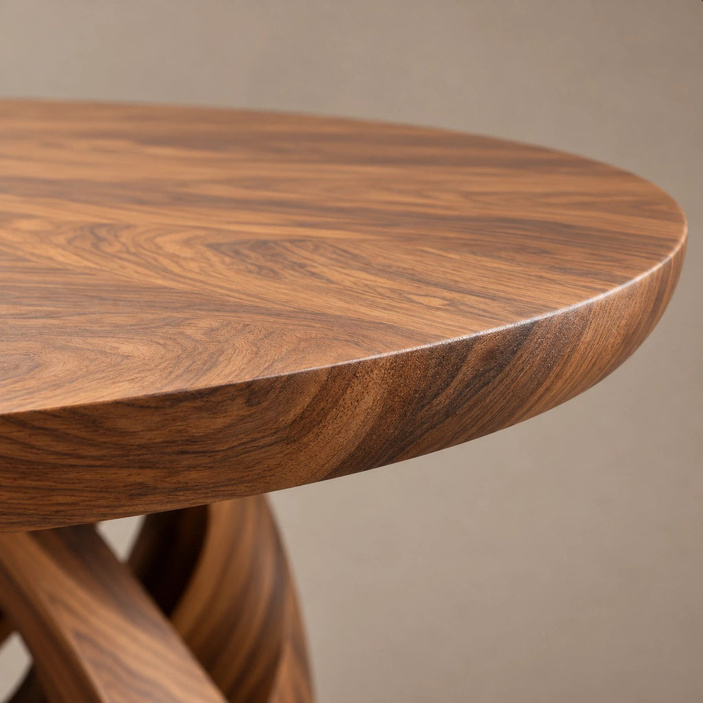 Modern Round Dining Table With Double Spiral Base For Dining Room