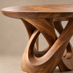 Modern Round Dining Table With Double Spiral Base For Dining Room