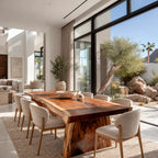 Organic Live Edge Dining Table With Chunky Slab Base For Dining Room