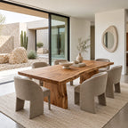 Organic Live Edge Dining Table With Chunky Slab Base For Dining Room