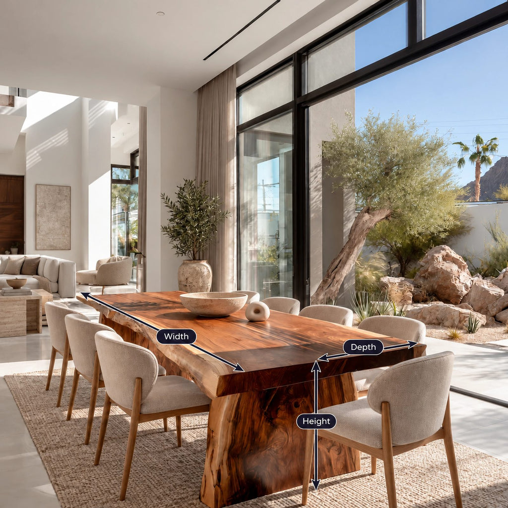 Organic Live Edge Dining Table With Chunky Slab Base For Dining Room