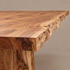 Organic Live Edge Dining Table With Chunky Slab Base For Dining Room
