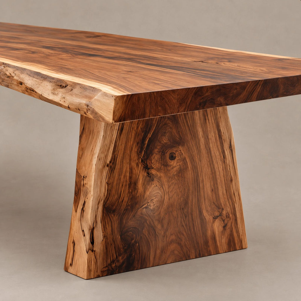 Organic Live Edge Dining Table With Chunky Slab Base For Dining Room