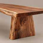 Organic Live Edge Dining Table With Chunky Slab Base For Dining Room