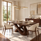 Scandinavian Solid Wood Dining Table With Mirrored Wave Legs For Dining Room