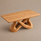 Scandinavian Solid Wood Dining Table With Mirrored Wave Legs For Dining Room