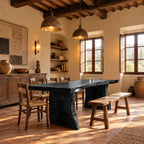 Rustic Live Edge Dining Table With Chunky Waterfall Legs For Dining Room