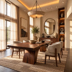 Handcrafted Live Edge Dining Table With Angled Trunk Base For Dining Room