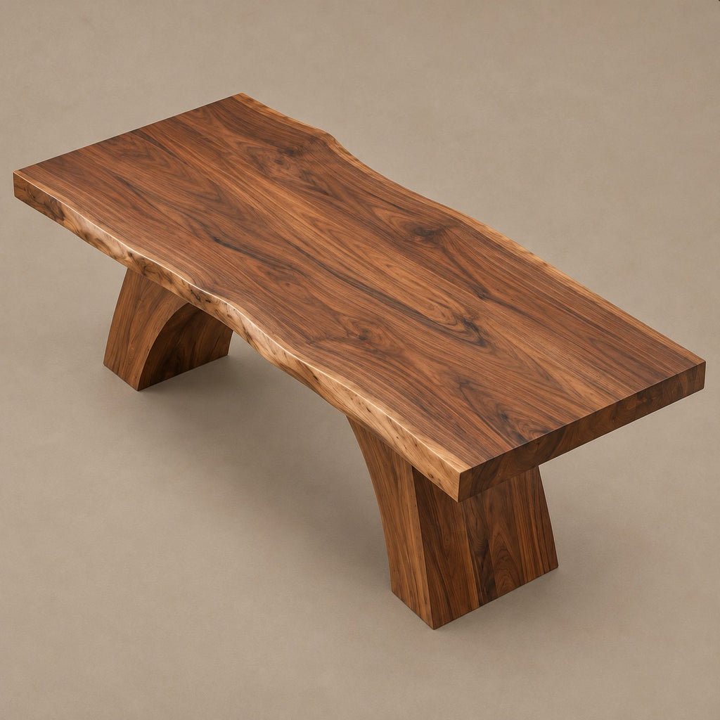 Handcrafted Live Edge Dining Table With Angled Trunk Base For Dining Room