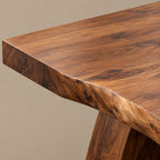 Handcrafted Live Edge Dining Table With Angled Trunk Base For Dining Room