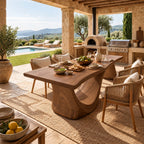 Farmhouse Live Edge Dining Table With Undulating Wave Base For Dining Room