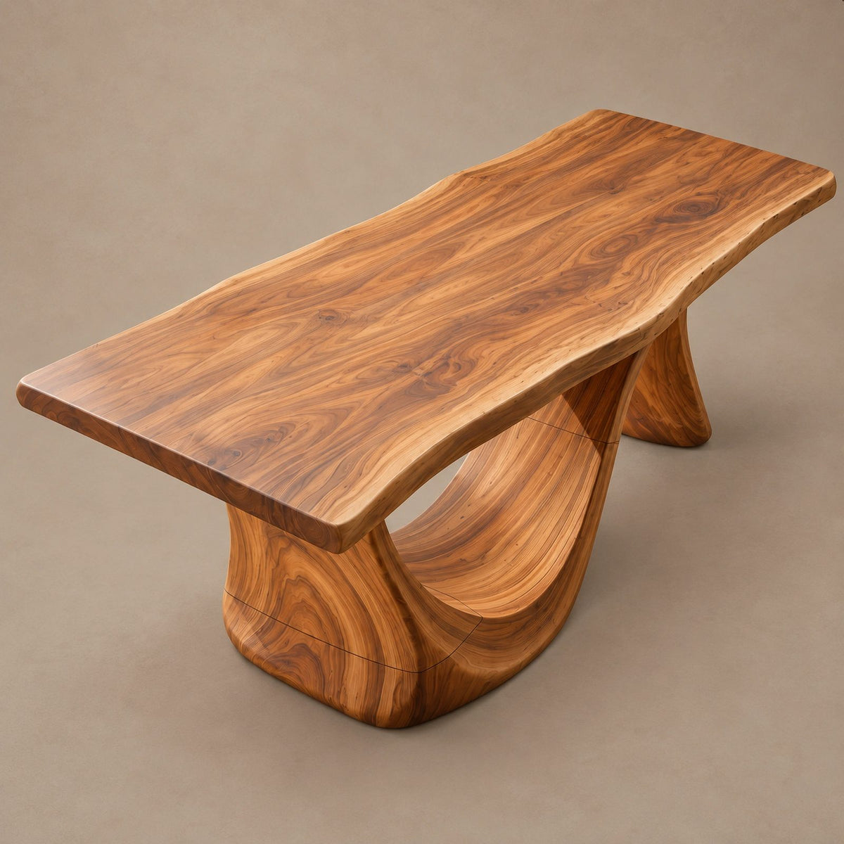 Farmhouse Live Edge Dining Table With Undulating Wave Base For Dining Room