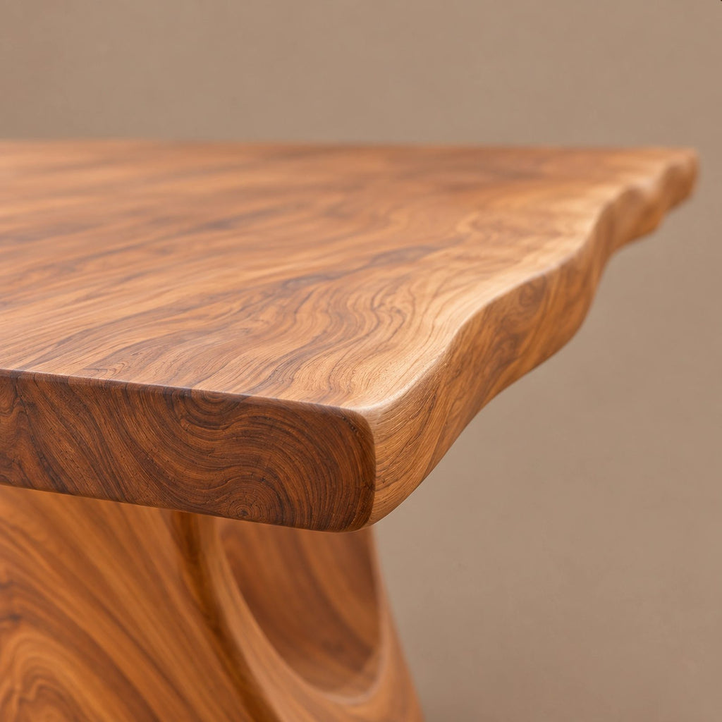 Farmhouse Live Edge Dining Table With Undulating Wave Base For Dining Room