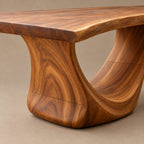 Farmhouse Live Edge Dining Table With Undulating Wave Base For Dining Room