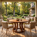 Scandinavian Round Dining Table With Open Ring Pedestal For Dining Room