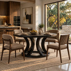 Scandinavian Round Dining Table With Open Ring Pedestal For Dining Room