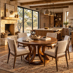 Scandinavian Round Dining Table With Open Ring Pedestal For Dining Room