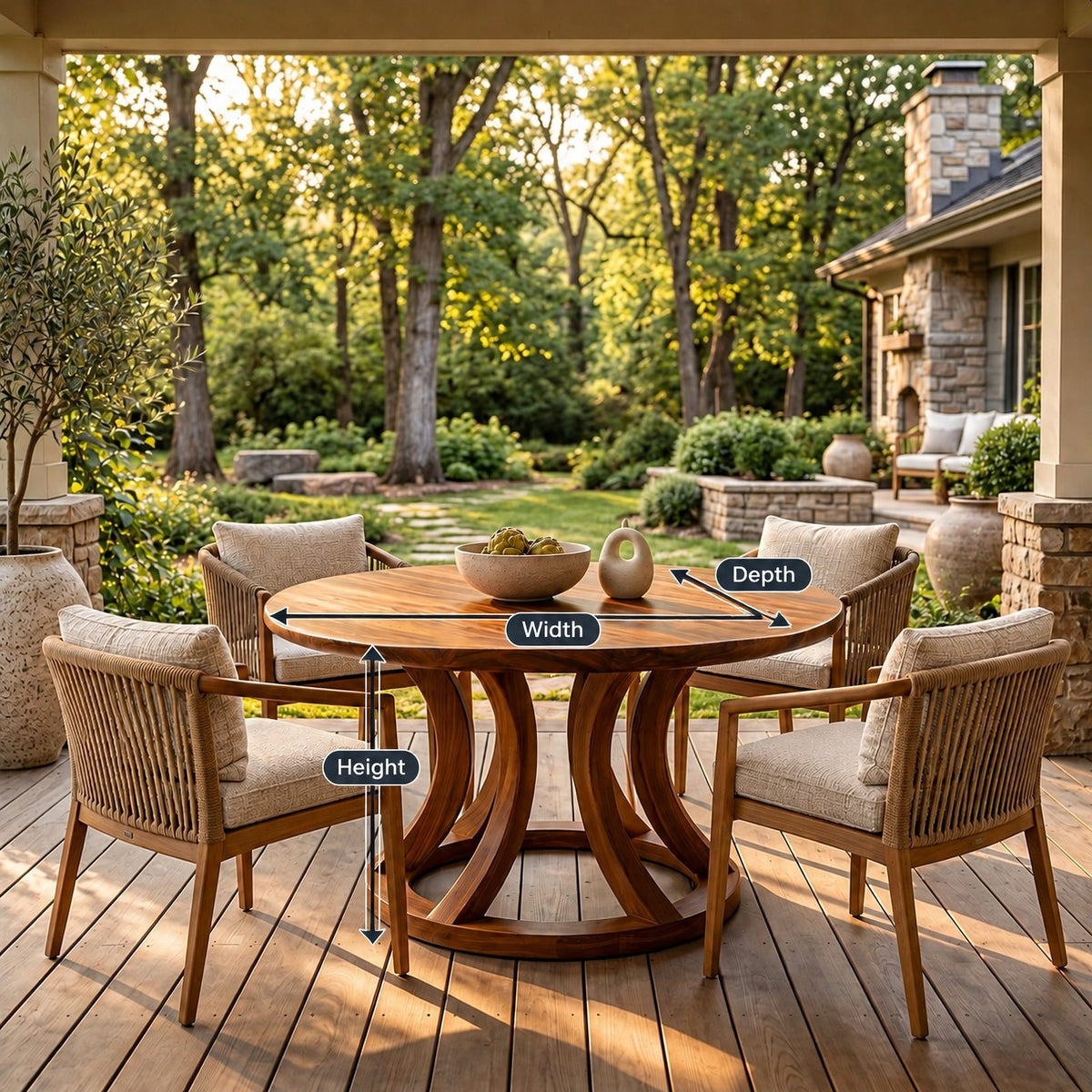 Scandinavian Round Dining Table With Open Ring Pedestal For Dining Room