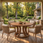 Scandinavian Round Dining Table With Open Ring Pedestal For Dining Room