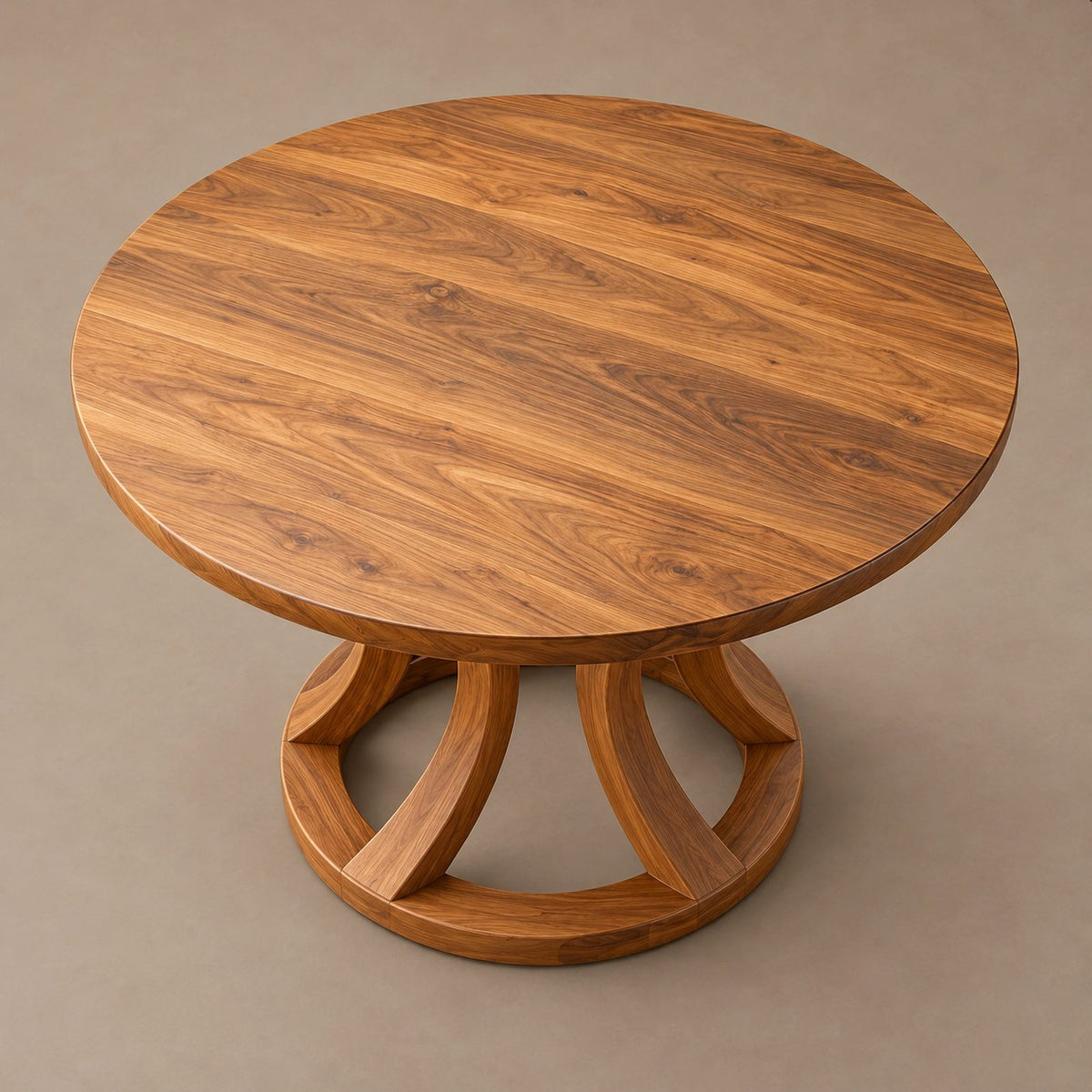 Scandinavian Round Dining Table With Open Ring Pedestal For Dining Room