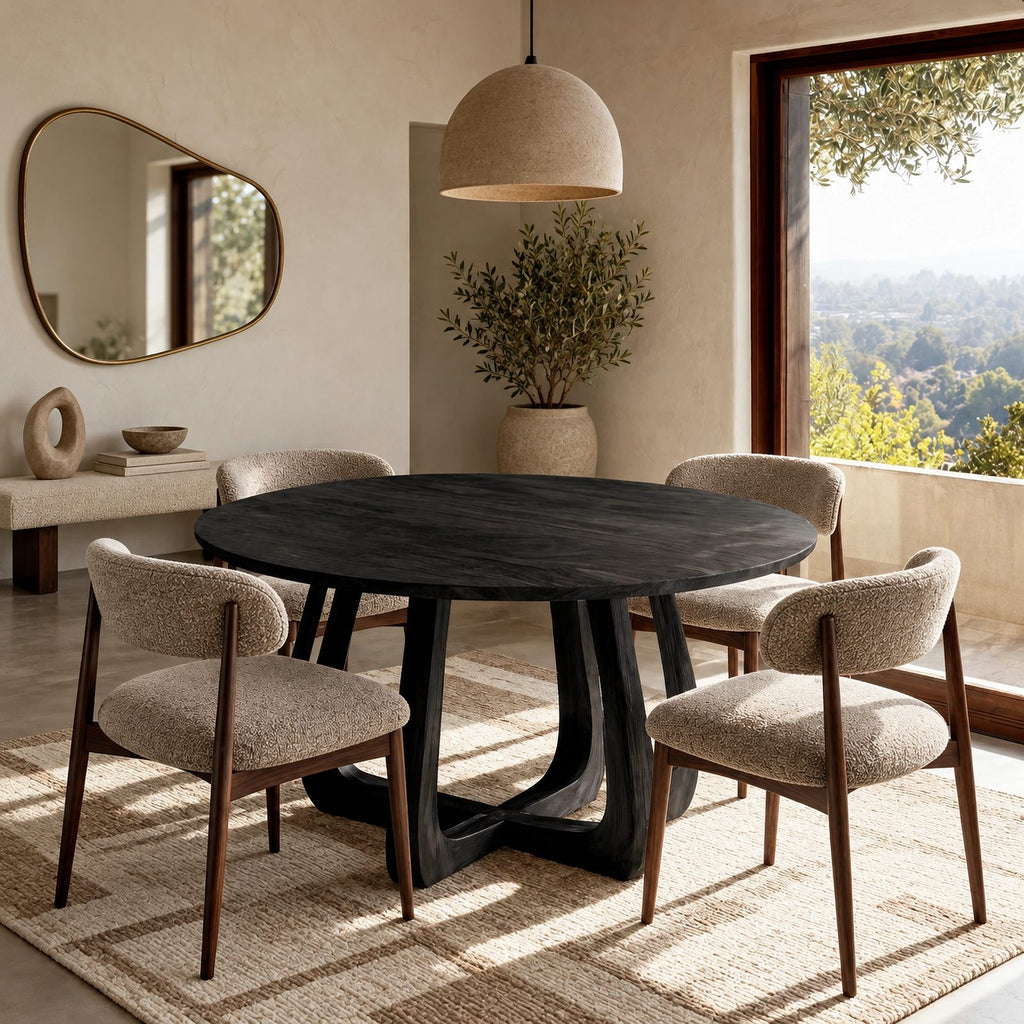 Mid Century Round Dining Table With Splayed Cross Legs For Dining Room
