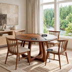 Mid Century Round Dining Table With Splayed Cross Legs For Dining Room