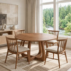 Mid Century Round Dining Table With Splayed Cross Legs For Dining Room