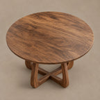 Mid Century Round Dining Table With Splayed Cross Legs For Dining Room