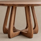 Mid Century Round Dining Table With Splayed Cross Legs For Dining Room