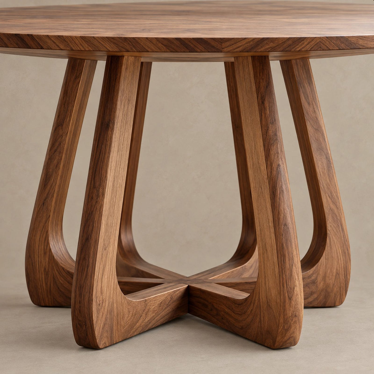 Mid Century Round Dining Table With Splayed Cross Legs For Dining Room