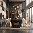 Modern Solid Wood Dining Table With Sculptural Cutout Base For Dining Room