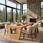 Modern Solid Wood Dining Table With Sculptural Cutout Base For Dining Room