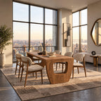 Modern Solid Wood Dining Table With Sculptural Cutout Base For Dining Room