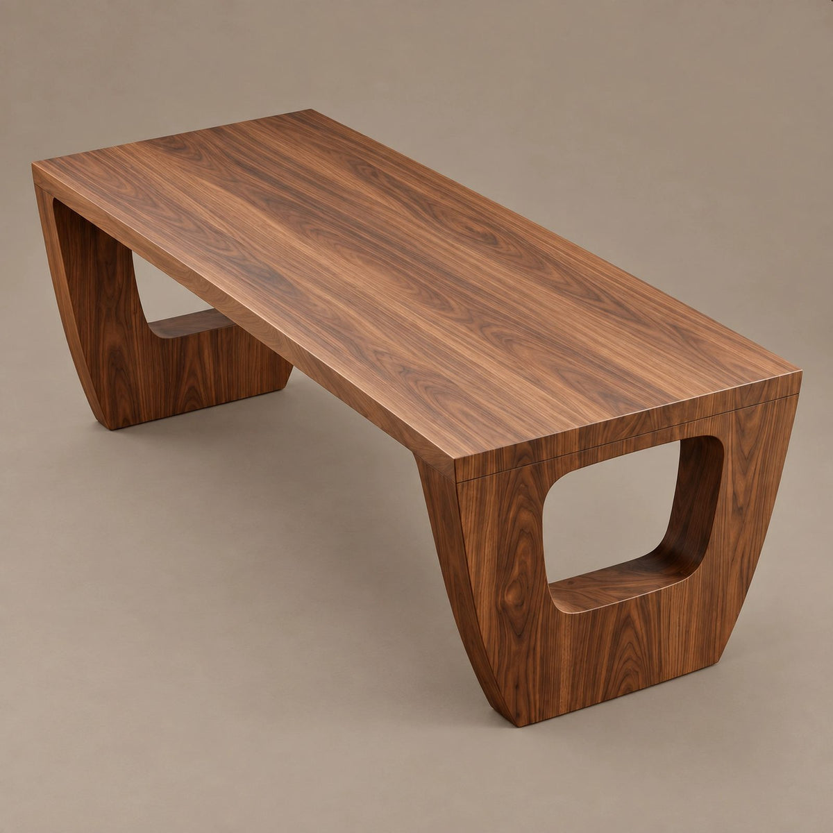 Modern Solid Wood Dining Table With Sculptural Cutout Base For Dining Room