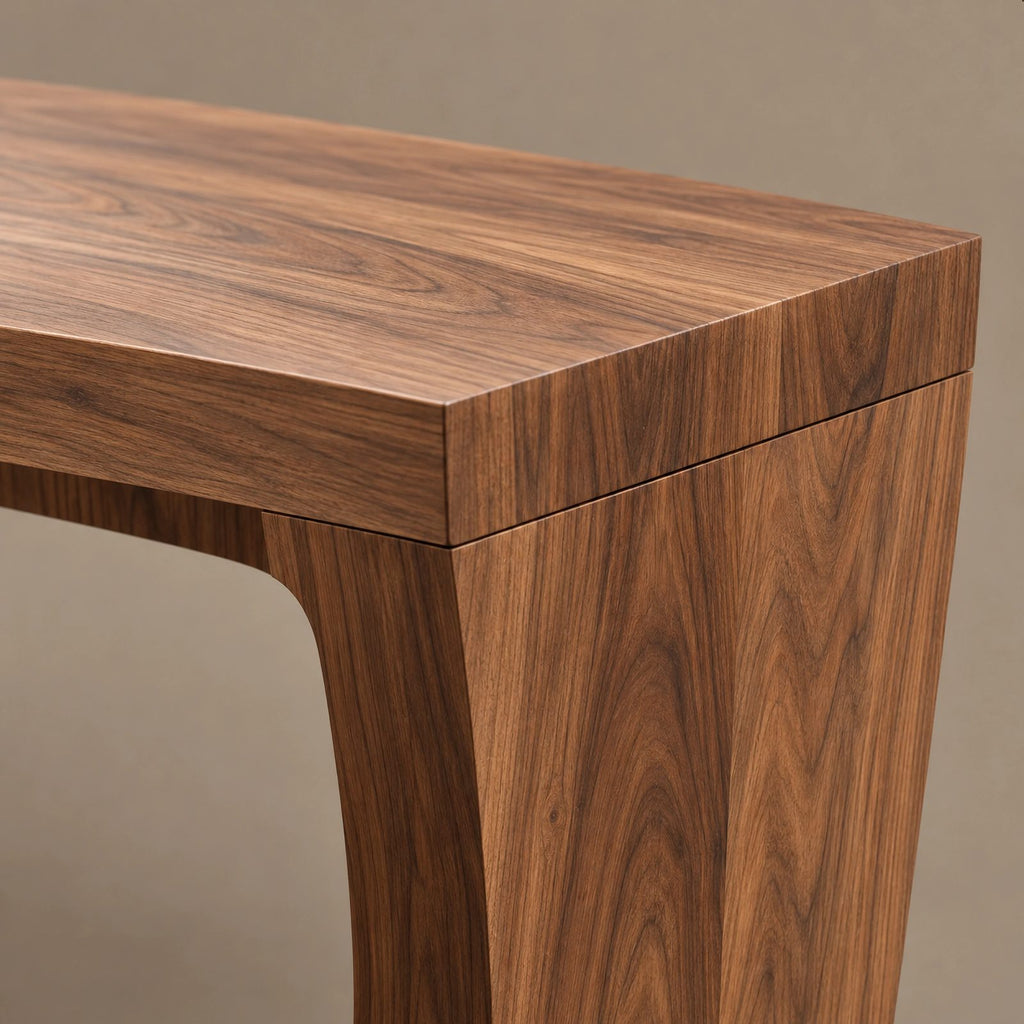 Modern Solid Wood Dining Table With Sculptural Cutout Base For Dining Room
