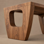 Modern Solid Wood Dining Table With Sculptural Cutout Base For Dining Room