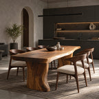 Contemporary Wood Dining Table With Sculptural Flared Base For Kitchen
