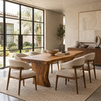 Contemporary Wood Dining Table With Sculptural Flared Base For Kitchen