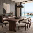 Contemporary Wood Dining Table With Sculptural Flared Base For Kitchen
