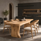 Contemporary Wood Dining Table With Sculptural Flared Base For Kitchen
