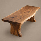 Contemporary Wood Dining Table With Sculptural Flared Base For Kitchen