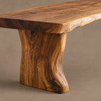 Contemporary Wood Dining Table With Sculptural Flared Base For Kitchen