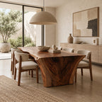 Organic Live Edge Dining Table With Flared Pedestal Base For Dining Room