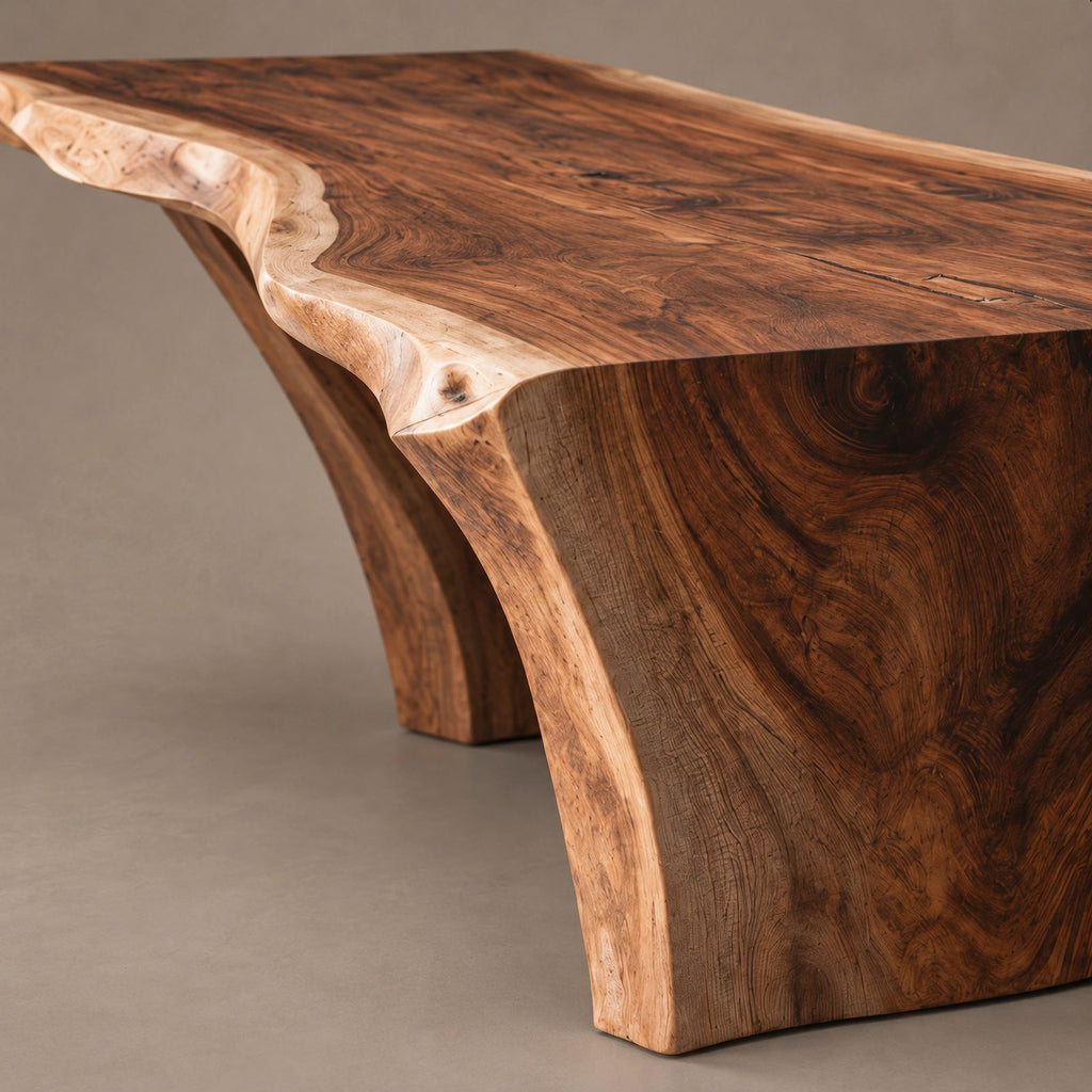 Organic Live Edge Dining Table With Flared Pedestal Base For Dining Room