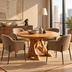 Mid Century Round Dining Table With Crossed Branch Base For Kitchen