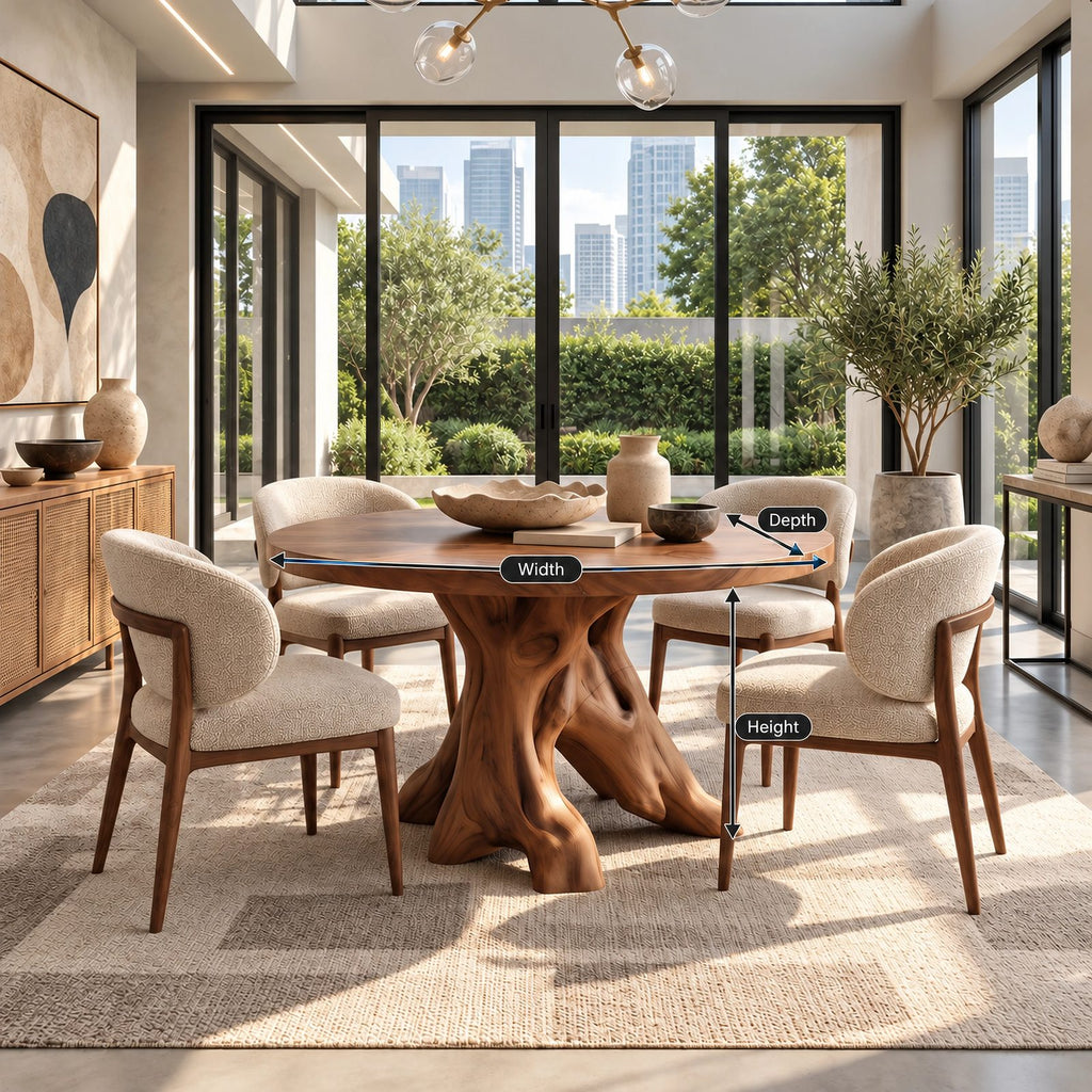 Mid Century Round Dining Table With Crossed Branch Base For Kitchen