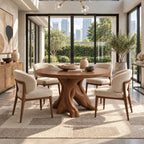Mid Century Round Dining Table With Crossed Branch Base For Kitchen