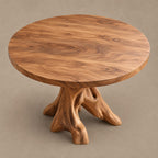 Mid Century Round Dining Table With Crossed Branch Base For Kitchen